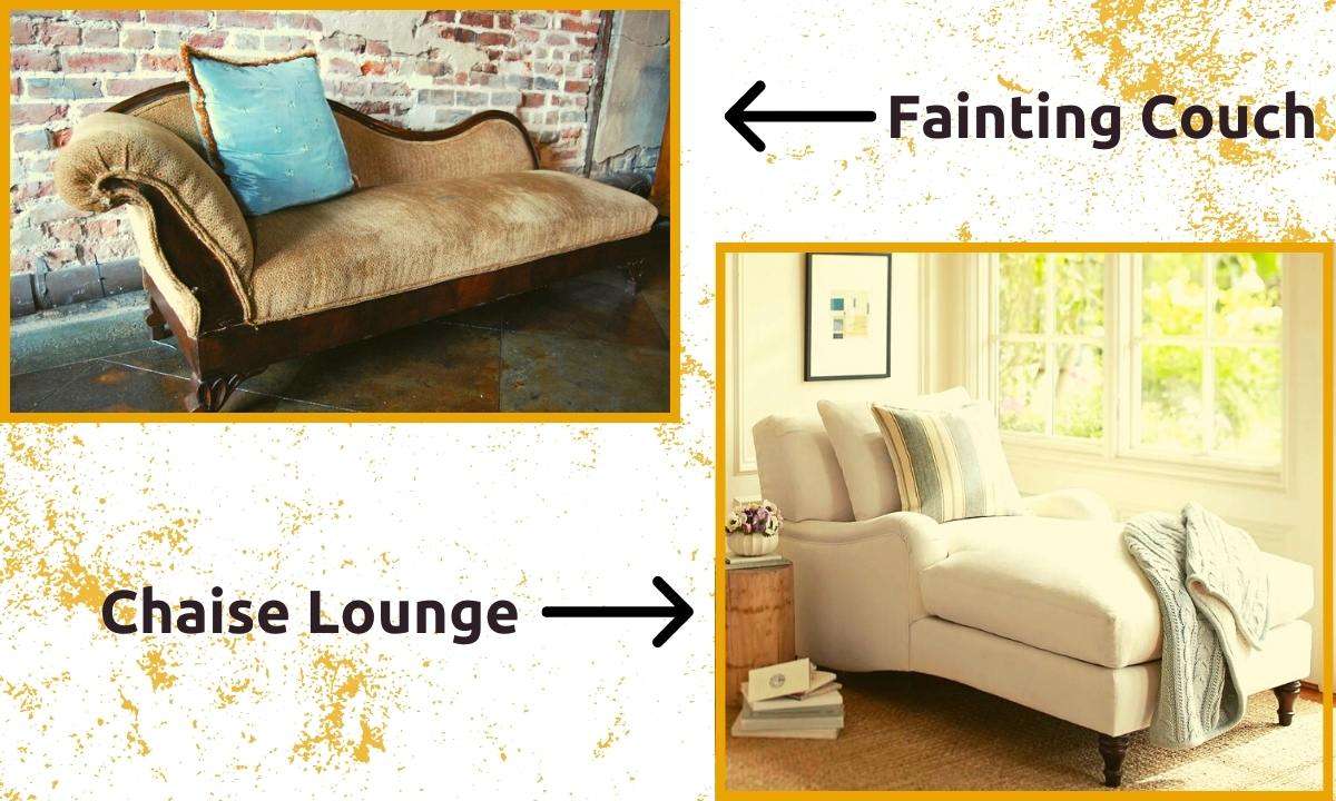 A white chaise lounge and a beige fainting couch.