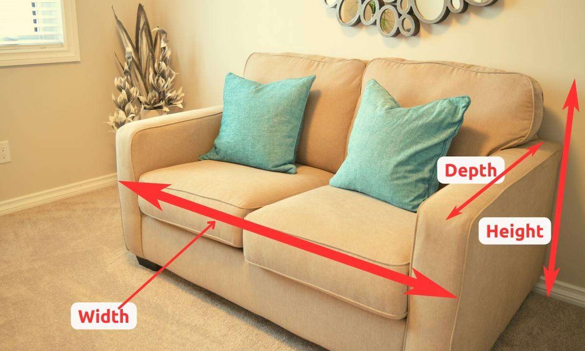 How to measure a couch: width, depth, and height.